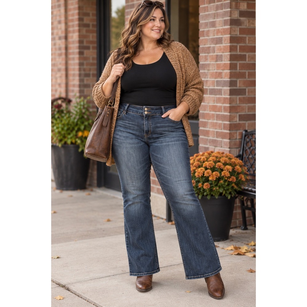 Lane Bryant High Rise Bootcut Jeans Tighter Tummy Technology Dark Wash 18 Reg